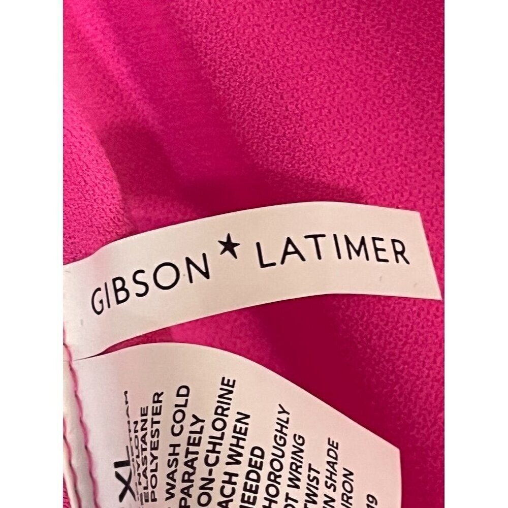 Gibson Latimer Swimsuit Women XL Pink One Piece Halter Bold Summer Tropical 80s - Picture 2 of 11